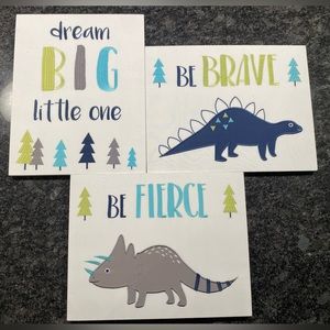 Dinosaur Wall Decor - wood and canvas